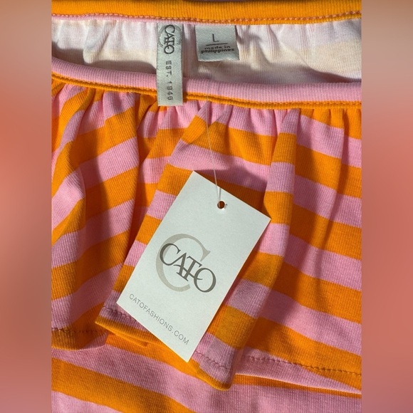 Cato NWT boat neck ruffle stripped shirt/top size L - Picture 5 of 9